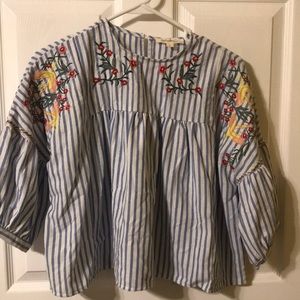 Blue and white blouse